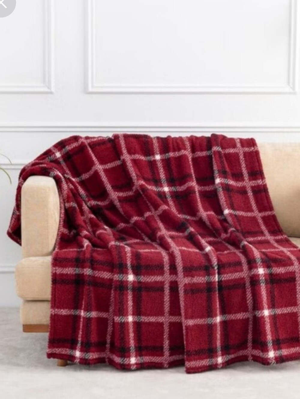 Berkshire Retro Red Plaid Ultra Plush Throw New